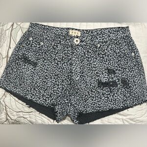POL Animal Print Distressed Jean Shorts S NWOT
